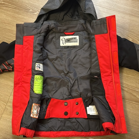 Spyder Boys Ski Challenger Jacket & Ski Bib Pants Red Black Snow Winter Set 3T - Picture 4 of 14